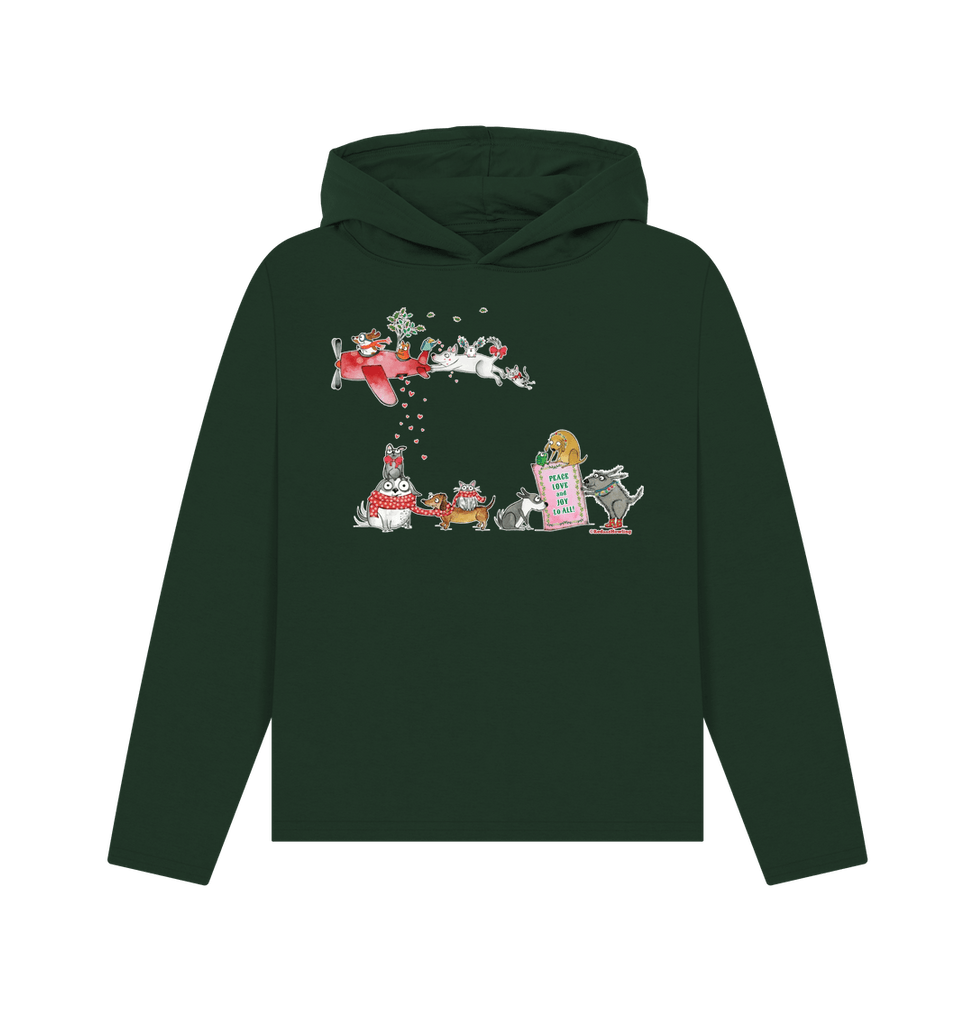 Evergreen Peace Love & Joy Women's Organic Hoodie Sweatshirt