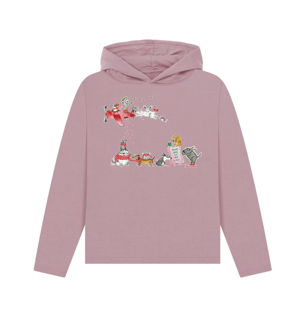 Mauve Peace Love & Joy Women's Organic Hoodie Sweatshirt