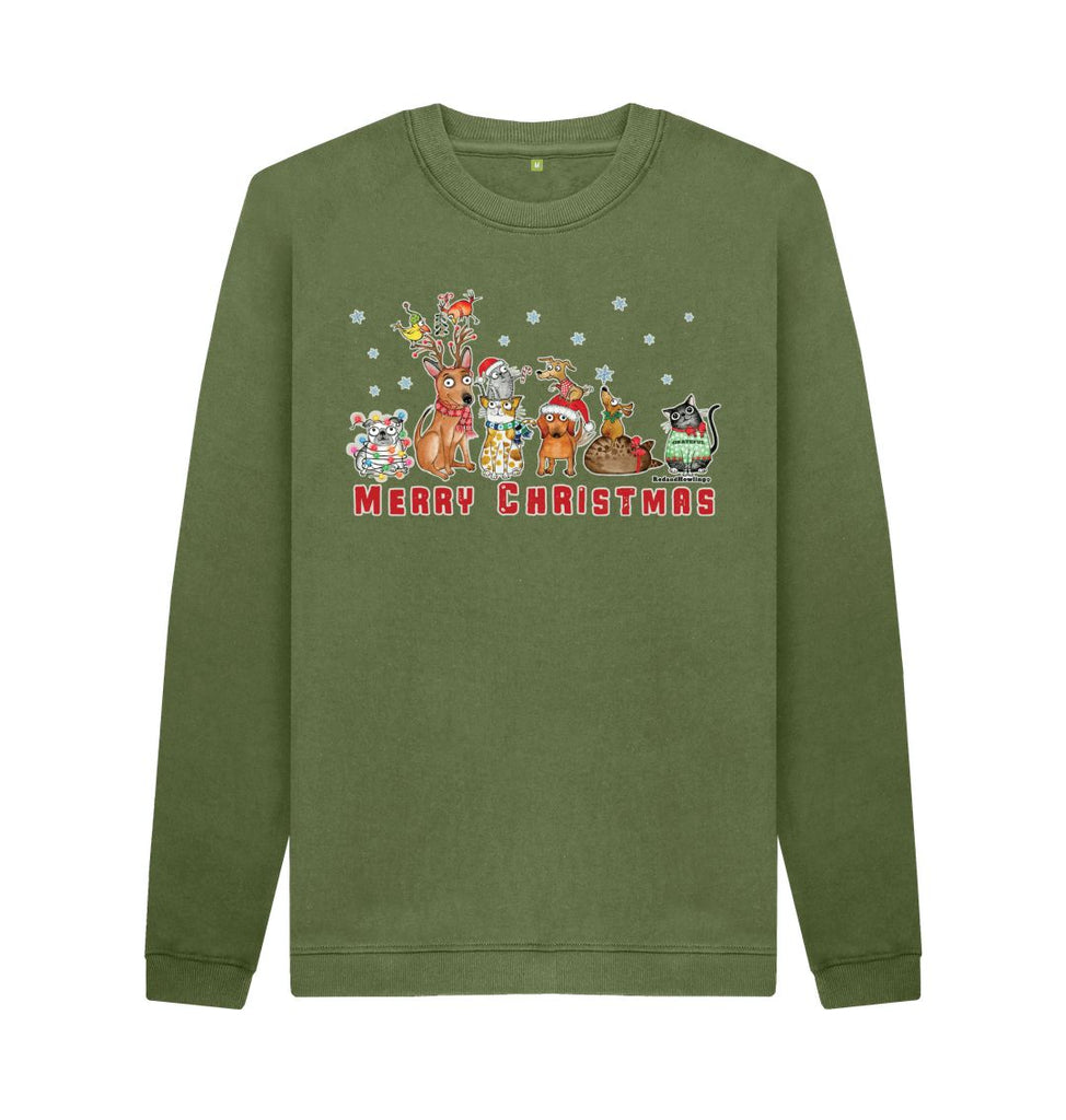 Khaki \"Merry Christmas with FURiends\" Organic Crew Neck Sweatshirt