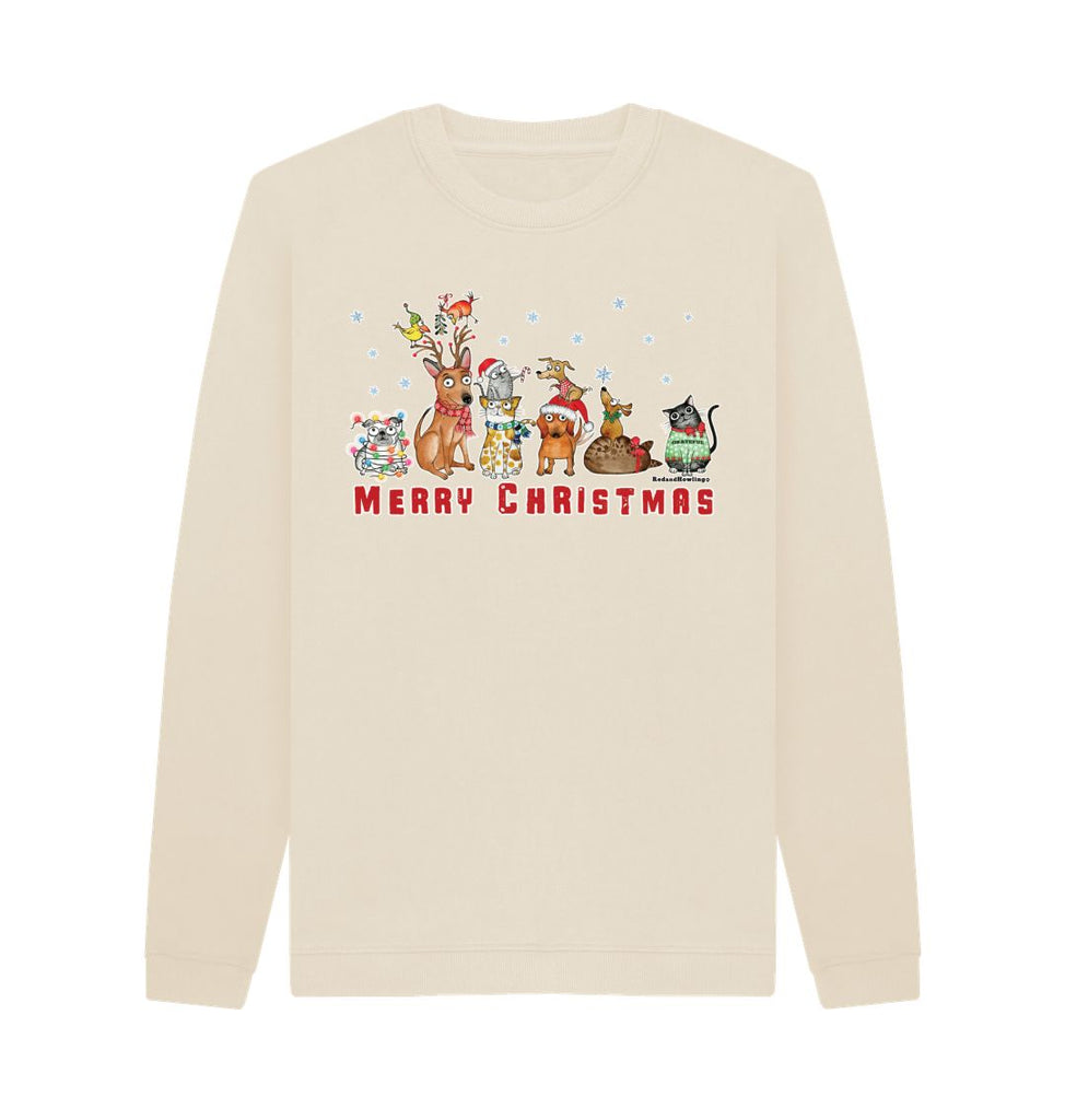 Oat \"Merry Christmas with FURiends\" Organic Crew Neck Sweatshirt