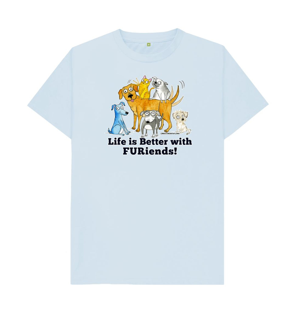 Sky Blue Life is Better with FURiends! Organic T-shirt