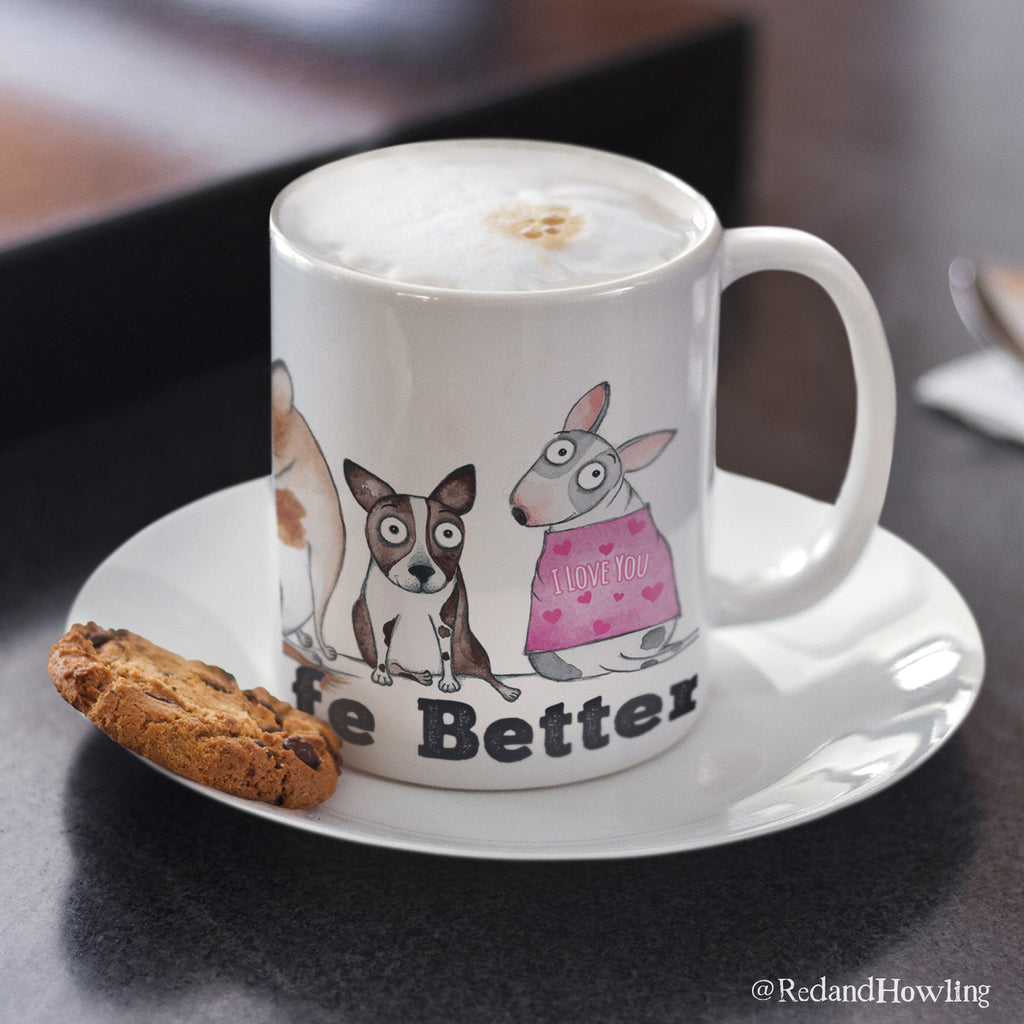 "Dogs Make Life Better" Mug - Red and Howling