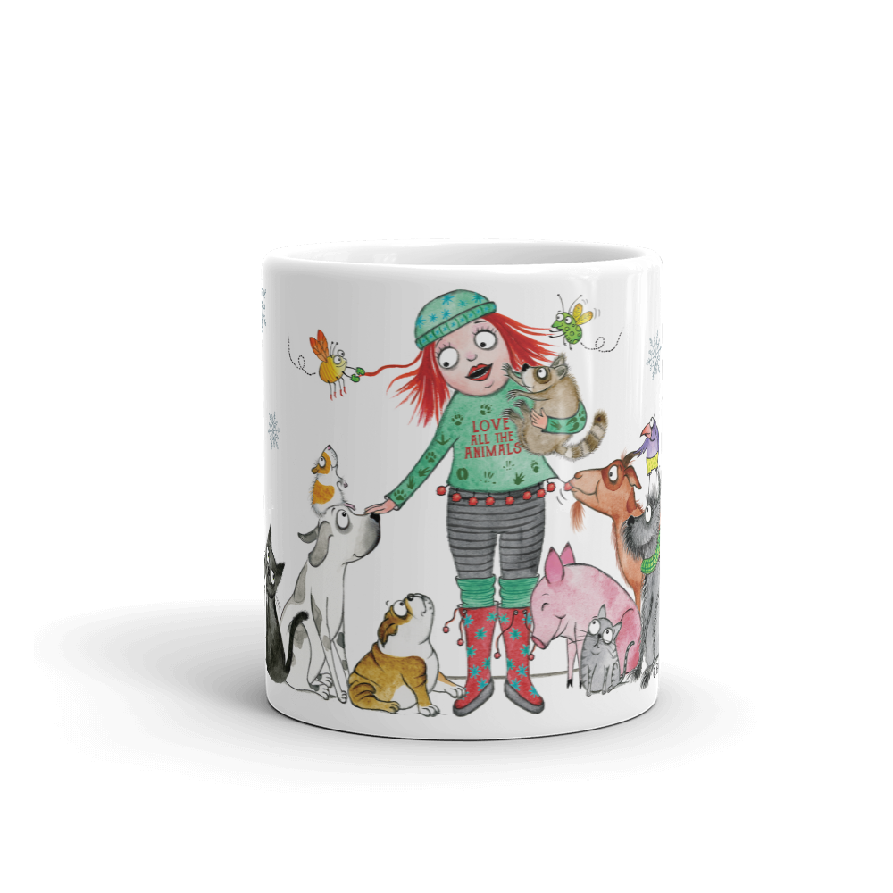 Love All The Animals Holiday Mug - Red and Howling