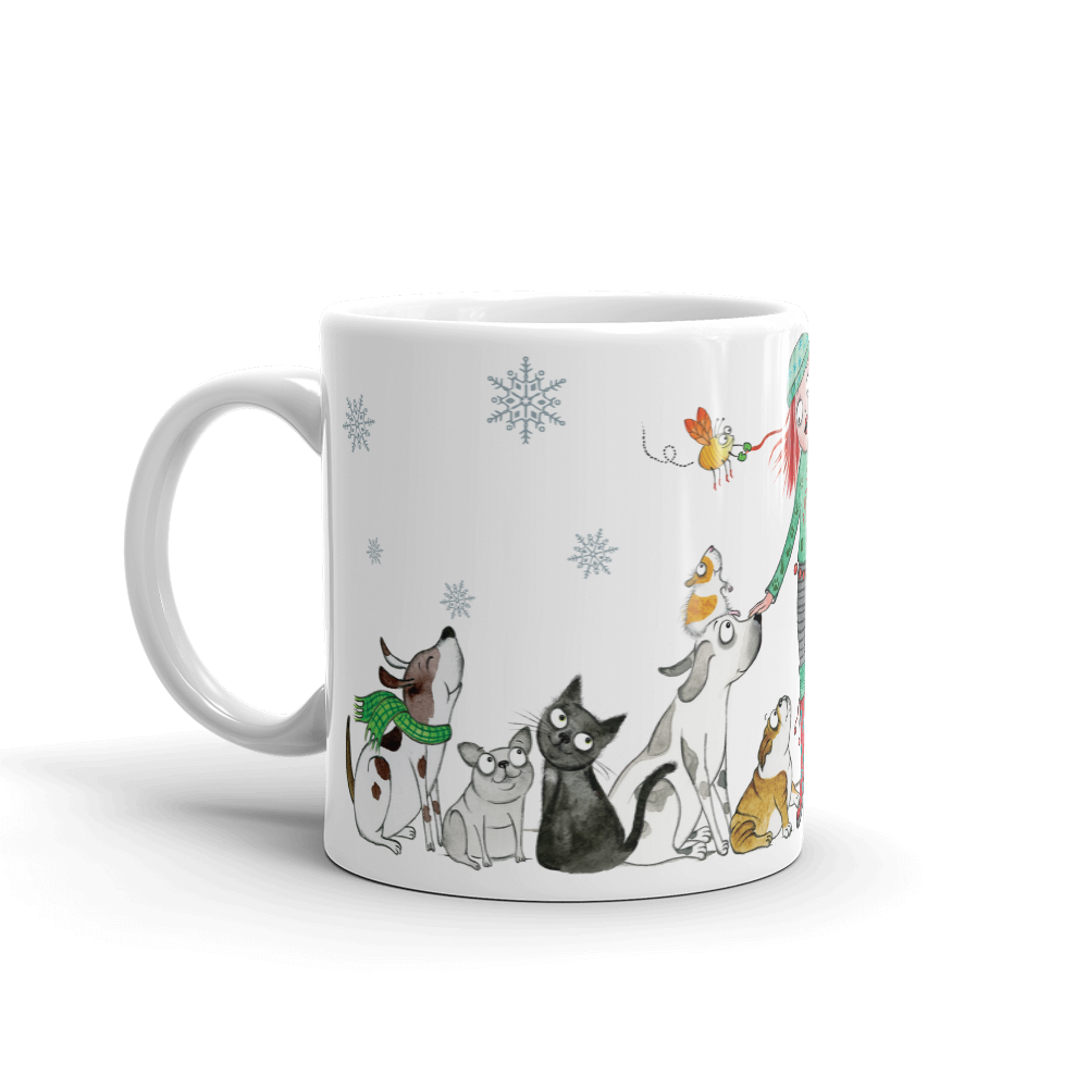 Love All The Animals Holiday Mug - Red and Howling