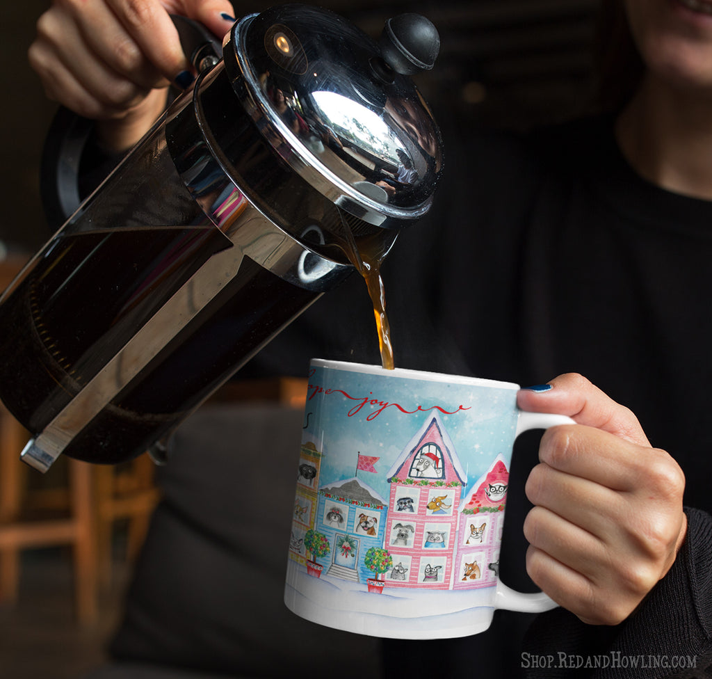 "The Best Neighborhood" Holiday Mug - Red and Howling