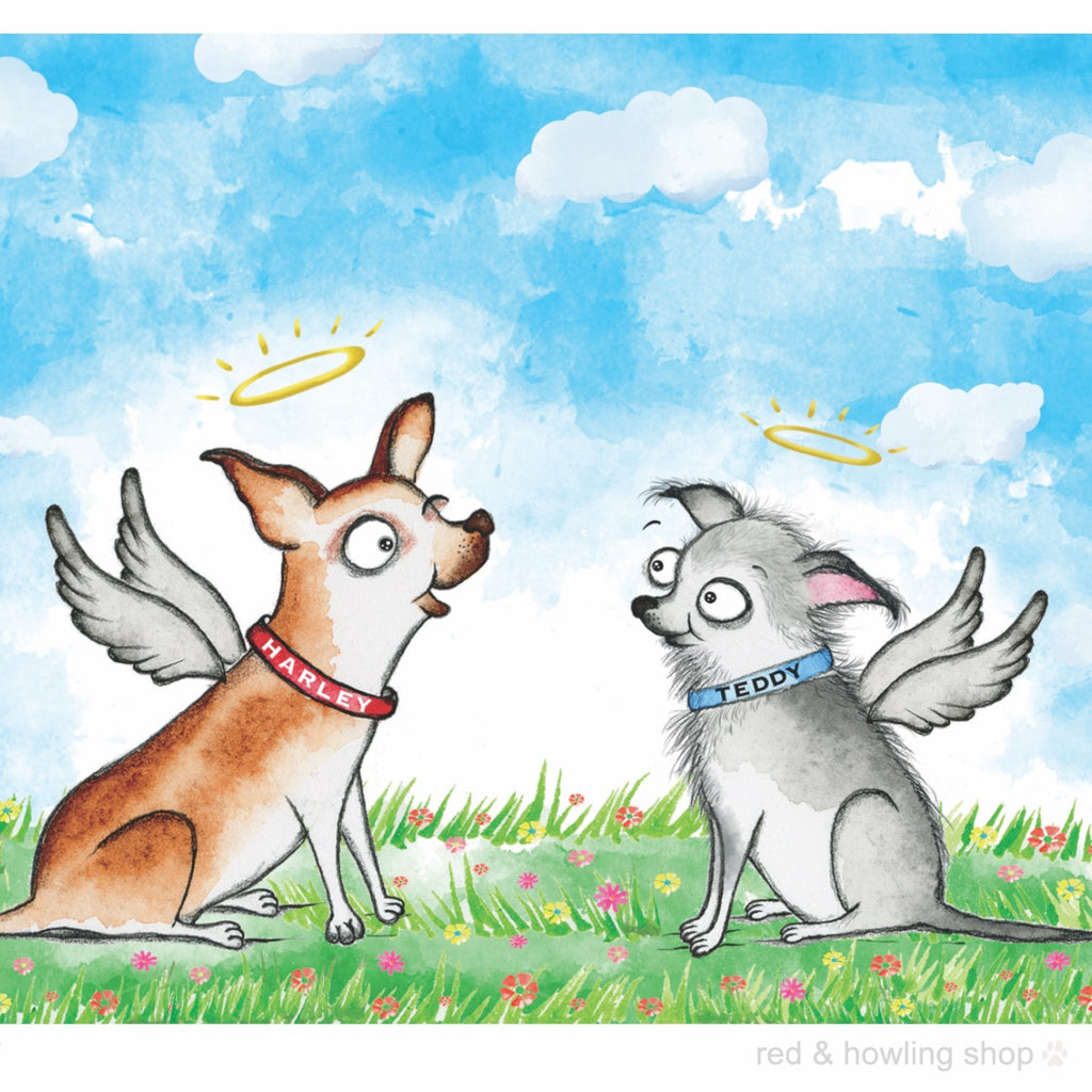 DONATION Print: "Harley & Teddy" Archival Giclée Print - Red and Howling