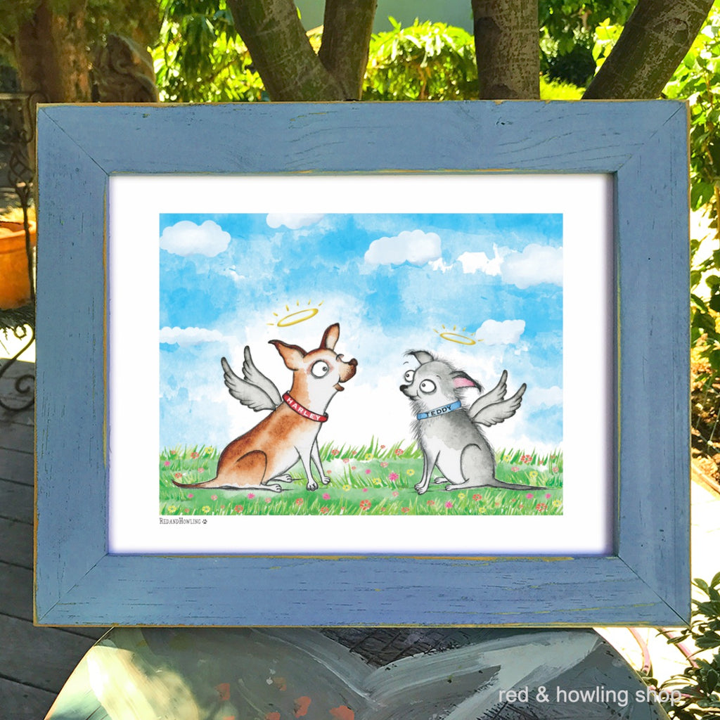 DONATION Print: "Harley & Teddy" Archival Giclée Print - Red and Howling