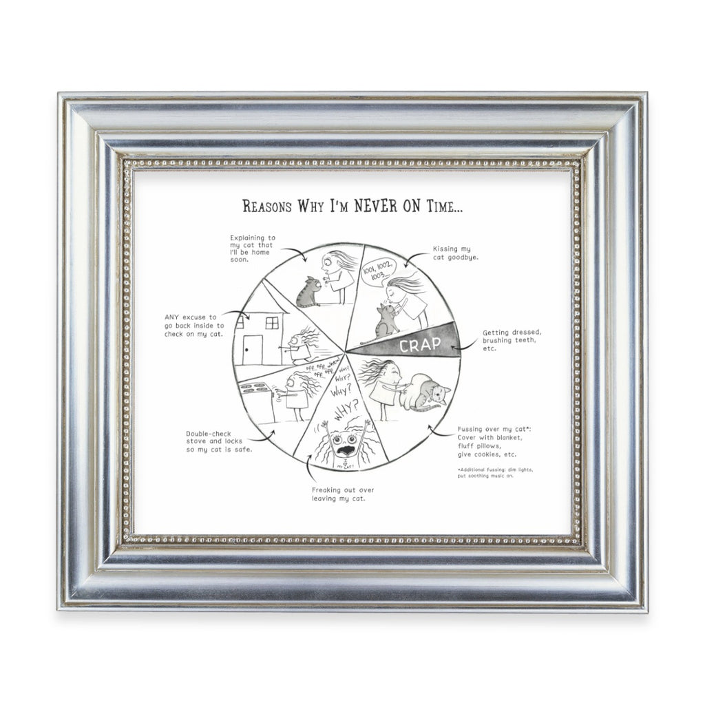 "Reasons Why I'm Never On Time" (Cat) Archival Giclée Print - Red and Howling