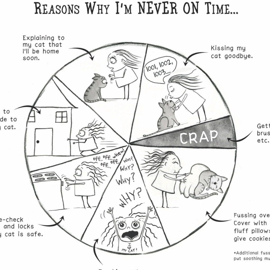 "Reasons Why I'm Never On Time" (Cat) Archival Giclée Print - Red and Howling