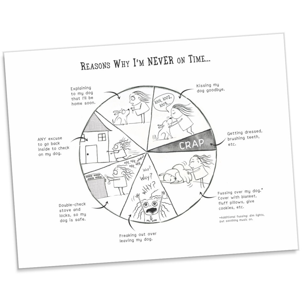 "Reasons Why I'm Never On Time" (Dog) Archival Giclée Print - Red and Howling