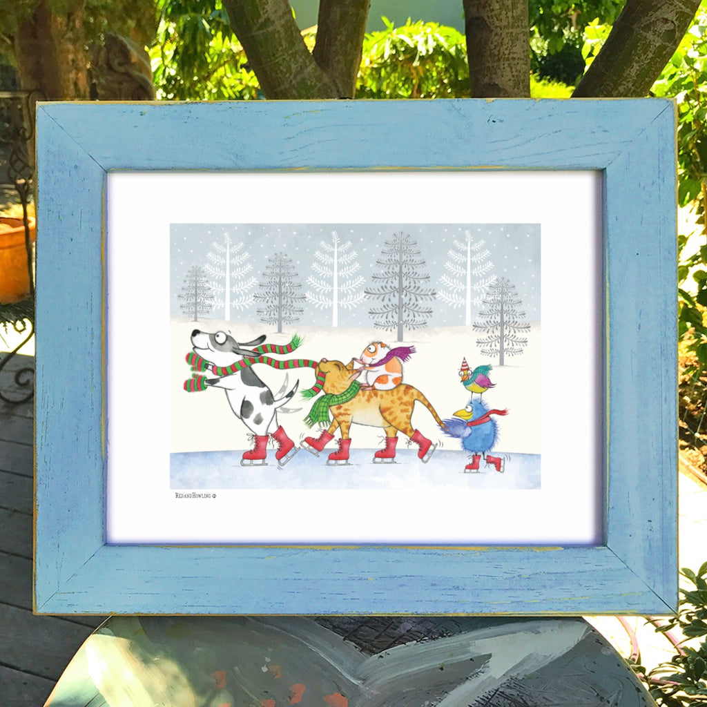"Ice Skating" Archival Giclée Print - Red and Howling
