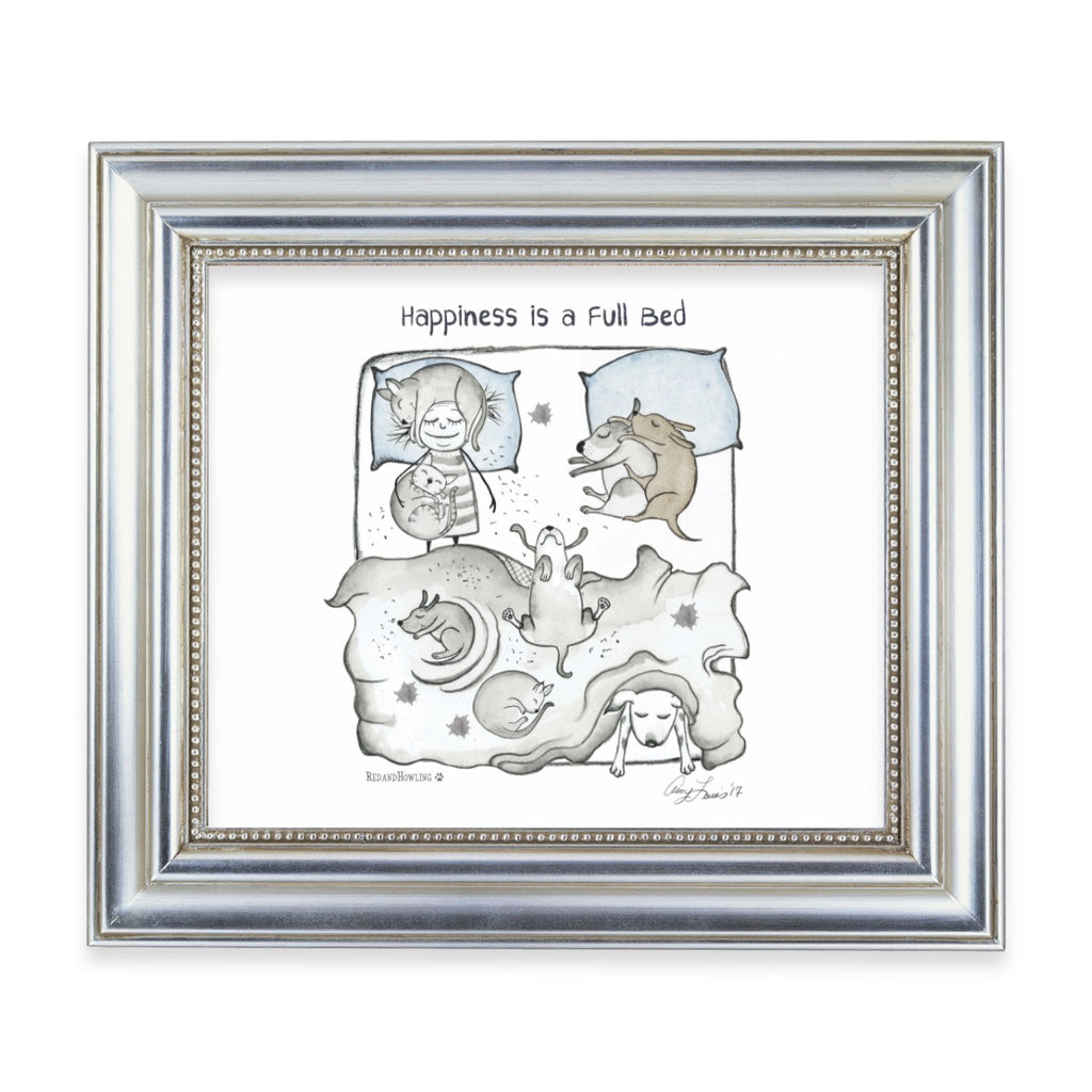 "Happiness is a Full Bed" Archival Giclée Print - Red and Howling