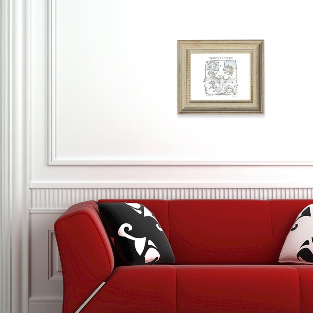 "Happiness is a Full Bed" Archival Giclée Print - Red and Howling